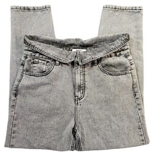 Nastygal Redial Acid Wash Denim Jeans Folded Waist Tapered Women's Size 40 (12)‎